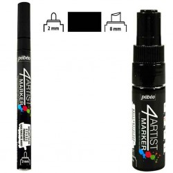 SET 2 SIZE BLACK 4ARTIST MARKER 8 MM & 2 MM OIL-BASED PAINT MARKER